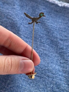 Vintage | Roadrunner Hat Pin with Turquoise Eye | Southwestern